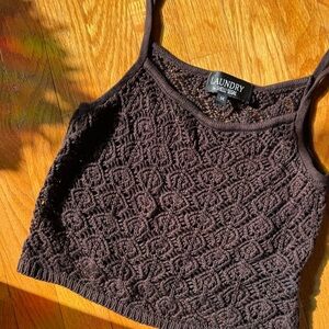 Laundry by Shelli Segal Brown Crochet Crop Top